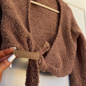 SKIMS knit teddy set • size small/medium • crop top sweater with pants